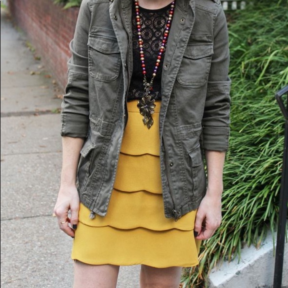 Anthropologie Esley Yellow Scallop Tiered Skirt